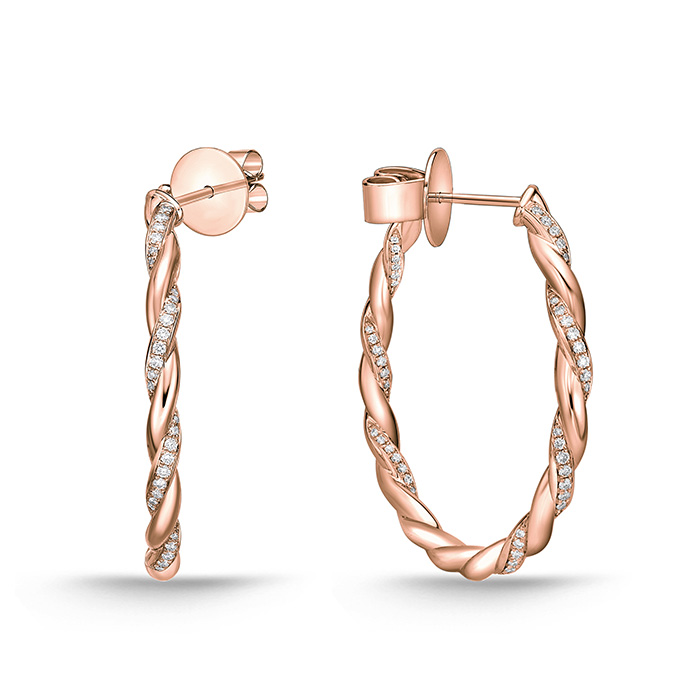 Vine Twisted Pave Hoops - Medium 0.41-0.48ctw