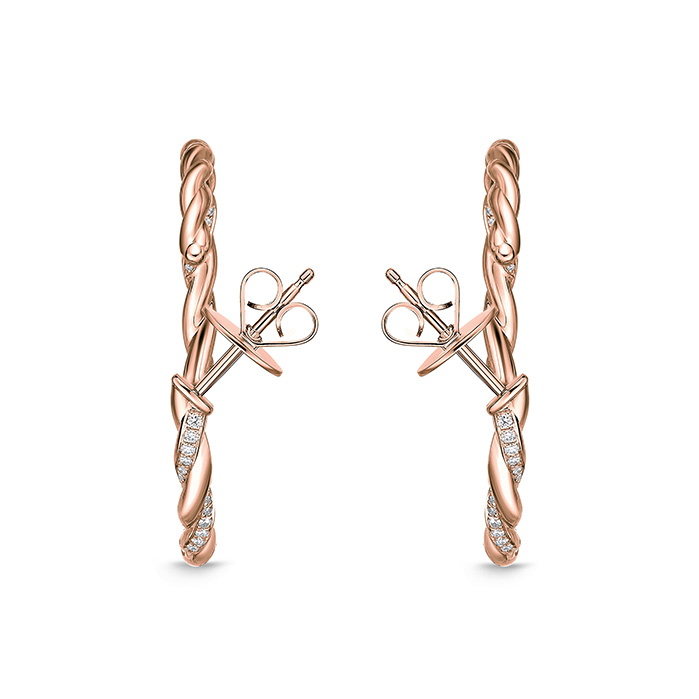 Vine Twisted Pave Hoops - Medium 0.41-0.48ctw