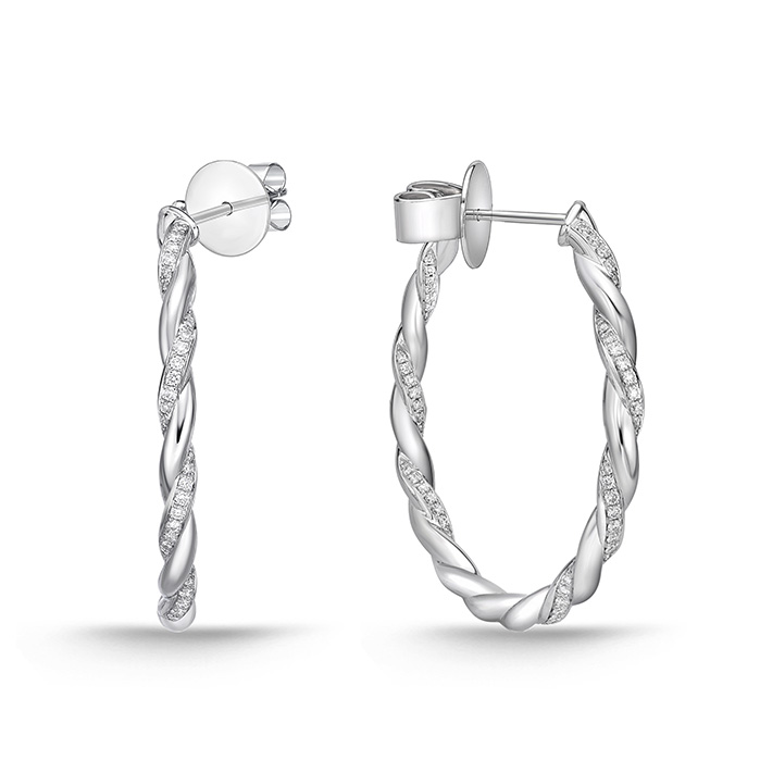 Vine Twisted Pave Hoops - Medium 0.41-0.48ctw