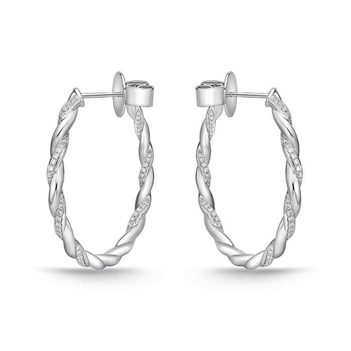 Vine Twisted Pave Hoops - Medium 0.41-0.48ctw