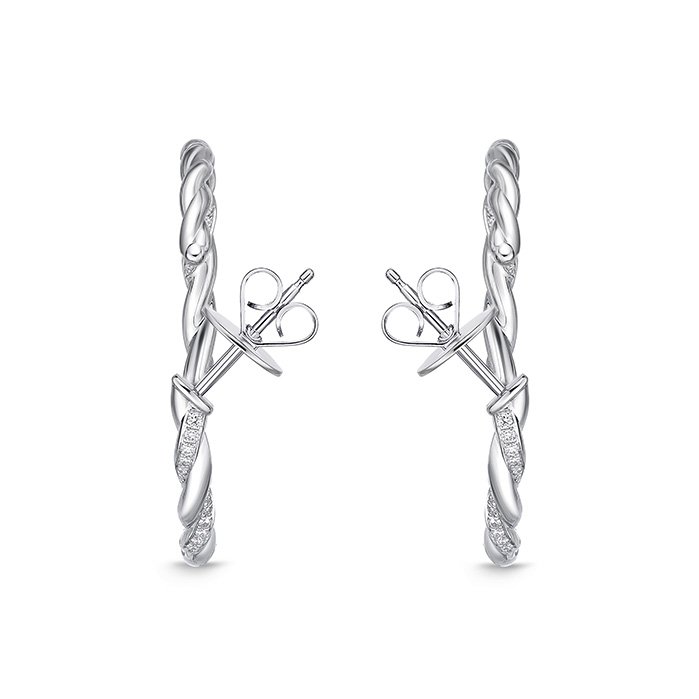 Vine Twisted Pave Hoops - Medium 0.41-0.48ctw