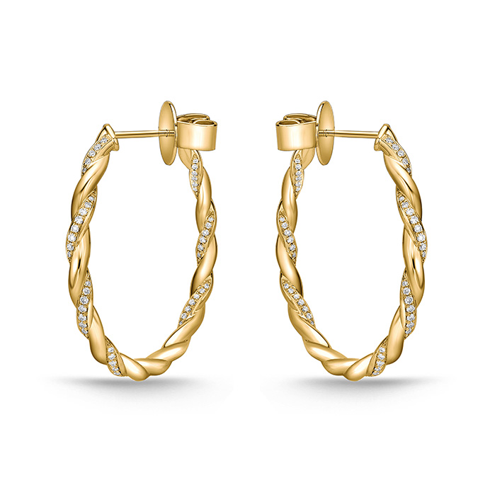 Vine Twisted Pave Hoops - Medium 0.41-0.48ctw