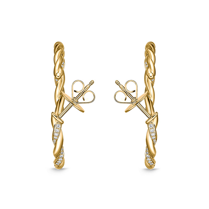 Vine Twisted Pave Hoops - Medium 0.41-0.48ctw