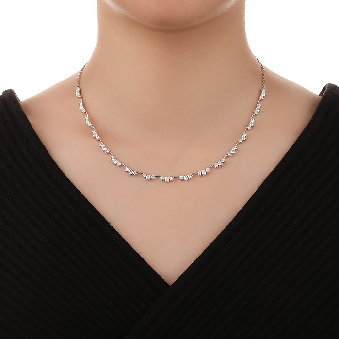 Trinity Half Line Necklace 3.47-3.63ctw