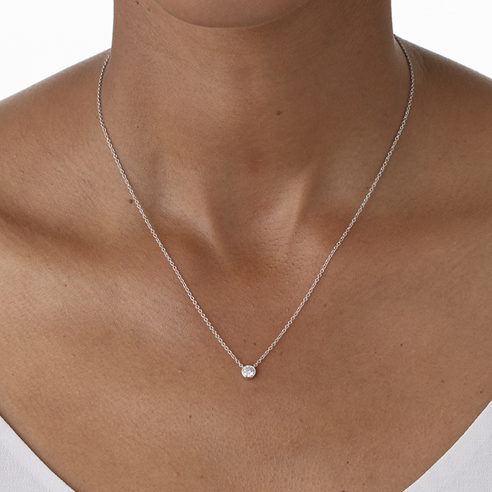 Cascade Solitaire Bezel Pendant .28-.33ctw approx.